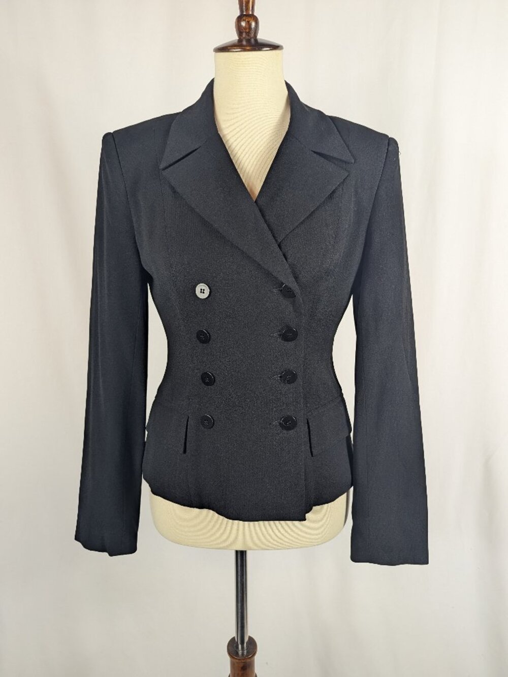 BCBG Paris Black Blazer Double Breasted Made in USA 90s Business Vintage Size 6